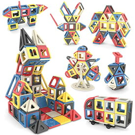 AOMIKS マグネットブロック 磁石ブロック 立体 積み木 知育玩具 小学生 男の子 女の子 子供 入園 保育園 贈り物 ギフト 誕生日 クリスマスプレゼント (156PCS)