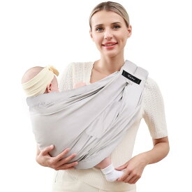 抱っこ紐 新生児 CUBY ベビースリング 横抱きだっこひも 片手だっこ紐 ベビーキャリア 赤ちゃん首座り前 スリング baby carrier 新生児から使える 0~2歳 説明書あり(グレー)）