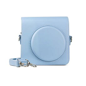 HIYQIN チェキケース,FUJIFILM instax SQUARE SQ1 カメラバッグ カメラ保護ケース ショルダーストラップ付き PUレザー(ブルー)