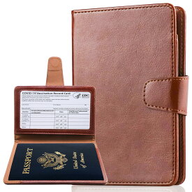 [Teskyer] パスポートケース スキミング防止 パスポートカバー 出張用 海外旅行 高級PU パスポート カードケース 多機能収納ポケット付き (ブラウン)