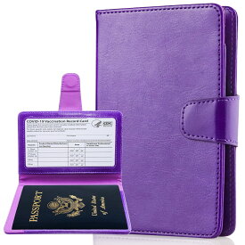 [Teskyer] パスポートケース スキミング防止 パスポートカバー 出張用 海外旅行 高級PU パスポート カードケース 多機能収納ポケット付き (パープル)
