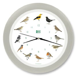 KOOKOO（クークー) Singv?gel（ソングバード) スカイグレー 歌う壁掛け時計 癒される小鳥の声 贈り物に最適 お歳暮 インテリアコーディネーター 壁掛け時計 森の時計 癒される音