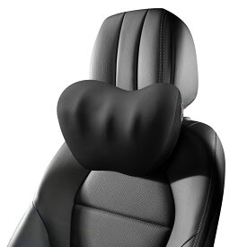XBERSTAR ネックパッド 車 ネッククッション 車載用 ネックピロー レザー ヘッドレスト 低反発 ネックサポートパッド 頸椎サポート枕 旅行 運転 車内休憩 快適 通気