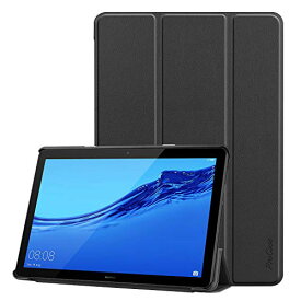 ProCase HUAWEI MediaPad T5 10.1 ケース AGS2-W09、スタンド機能 三つ折り ハードシェル スマートカバー 適用機種：10.1" MediaPad T5 (2019 2018発売) - ブラック