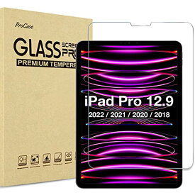 ProCase iPad Pro 12.9" 6世代 2022 フィルムガラス 2021 第5世代, 液晶保護フィルム 高透明度 耐指紋、強化ガラス スクリーンプロテクター 適用機種：iPad Pro 12.9インチ 5世代 2021/ 4世代 2020/3世代 2018 -クリア