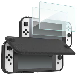 Procase Switch 有機ELモデル/OLED 2021フリップケース「フィルム2枚付き」、スリム ソフトTPU カバー 耐衝撃 保護カバー‐ブラック