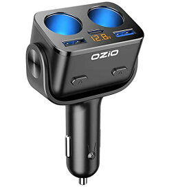 Zukida 90W 車載充電器 PD18W QC 3.0 USB PDポート 2連 3ポート付き デュアルカー 車の充電器 USB充電器コンセントアダプター DC12/24V （iPhone13/12/11、電話、iPad、GPS、ダッシュカム用のタイプC/電圧ディスプレイ付き）（OIZO-PD）