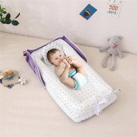 Luddy ベビーベッド 新生児 枕付き ベッドインベッド 折りたたみ式 携帯型ベビーベッド 添い寝 ポータブル 出産祝い 通気性 洗濯可能 0-24ヶ月 (ホワイト-星)
