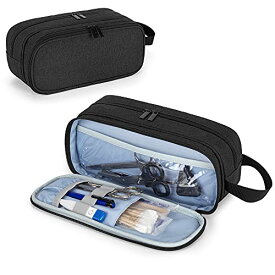 Trunab 聴診器ケース 耐衝撃 聴診器バッグ 2層式 小物 保管用 黒（2つの聴診器を保管）