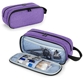 Trunab 聴診器ケース 耐衝撃 聴診器バッグ 2層式 小物 保管用 紫（2つの聴診器を保管）