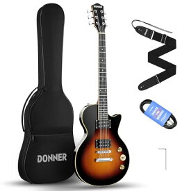 Donner エレキギター 初心者セット LPタイプ 39インチ フルサイズ ポプラ材 HHピックアップ配列 専用ケース ストラップ シールド付 サンバーストDL-124