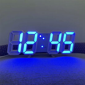LEDデジタル時計 目覚まし 3D wall clock 置き時計 壁掛け スヌーズ アラーム 明るさ調整 ナイトランプ 年/月/日温度表示 キッチン 日本語取扱説明書付き 2022 アップグレード版 -- オーセンティックストア：FAVOR-VIV (白い, 青色光)