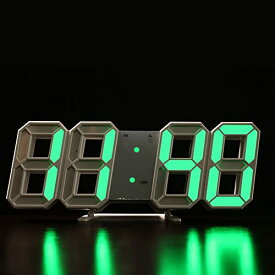 LEDデジタル時計 目覚まし時計 3D led wall clock 置き時計 壁掛け時計 スヌーズ アラーム 明るさ調整 ナイトランプ 年/月/日温度表示 キッチン時計 日本語取扱説明書付き 2022 アップグレード版 -- オーセンティックストア：FAVOR-VIV (白い, 緑色の光)