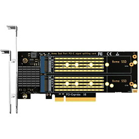 GLOTRENDS PA21 2ポート M.2 NVMe - PCIe 4.0 X8変換アダプターカード、最大16GB/秒の帯域幅、PCIe分岐機能なし、22110/2280/2260/2242/2230サイズ対応