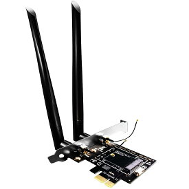 GLOTRENDS M.2 E Key - PCIe X1 WiFiアダプタ、M.2 WiFiモジュール用、6 dBi SMAアンテナ付属