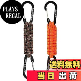 【送料無料】BRAVESHINE カラビナ ダブルヘッド パラコードで編んだ カラビナ パラコード ストラップ キーホルダー キーチェーン アウトドア キャンプ フック ハンガ (カモフラージュ ＋ オレンジ)