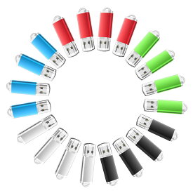 TOPESEL USBメモリ 8GB 20個セットUSB2.0 フラッシュメモリー キャップ式 フラッシュドライブ（五色：黒、赤、青、緑、銀）