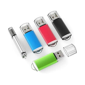 TOPESEL USBメモリ 2GB 5個セットUSB2.0 マイクロUSB フラッシュメモリー キャップ式 フラッシュドライブ（五色：黒、赤、青、緑、銀）