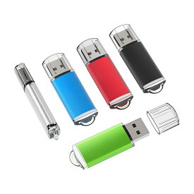 TOPESEL USBメモリ4GB 5個セットUSB2.0 USBフラッシュメモリー キャップ式 フラッシュドライブ Windows PCに対応（五色：黒、赤、青、緑、銀）