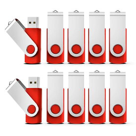 KEXIN USBメモリ 4GB 10個セット USB 2.0 フラッシュドライブ 回転式 データ転送 USBメモリースティック Windows PCに対応（赤色）