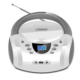 LONPOO ステレオ cd プレーヤー bluetooth FMラジオ ブルートゥース USB/AUX入力 ヘッドフォンジャック LCDディスプレイ ポータブルcdプレーヤーコンパクト小型 語学学習