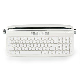YUNZII タイプライターキーボード ワイヤレス アップグレード キーボード スタンド一体型 USB-C/Bluetoothキーボード かわいい 丸いキーキャップ マルチデバイス対応 ノブコントロール Win/Mac対応(B309, ホワイト)
