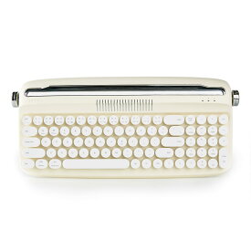 YUNZII タイプライターキーボード ワイヤレス アップグレード キーボード スタンド一体型 USB-C/Bluetoothキーボード かわいい 丸いキーキャップ マルチデバイス対応 ノブコントロール Win/Mac対応(B309, バターアイボリー)