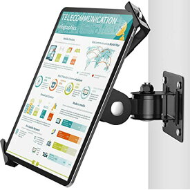 AboveTEK タブレットウォールマウント 7～11インチのタブレットに対応 iPad、Galaxyタブ、スレート、火などに対応 盗難防止セキュリティロックとキー 関節式回転ホルダー 縦横両用,黒