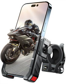 バイク スマホホルダー JOYROOM 2024 バイク用携帯ホルダー 自転車 オートバイ用 スマホ ホルダー スタンド 振動吸収 マウント スマホ置き 原付 固定 【カメラを邪魔しない】 片手操作 撮影可能 360度回転可能 脱落防止 強力保護 耐久性 脱着簡単 iPhone 15 Samsung Gal