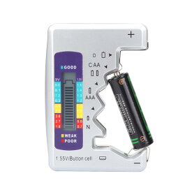 DFsucces 電池チェッカー 電池残量測定器 デジタル バッテリー 電源不要 LCD液晶画面 家庭用ユニバーサル バッテリー測定器 1.5V/9V対応 (シルバー)