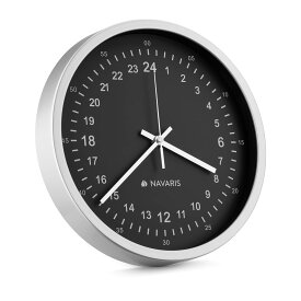 Navaris 壁掛け時計 24時間表示 壁掛時計 掛け時計 - アナログ時計 かけ時計 とけい - おしゃれ インテリア 静音 キッチン リビング - 30x30x4cm ブラック