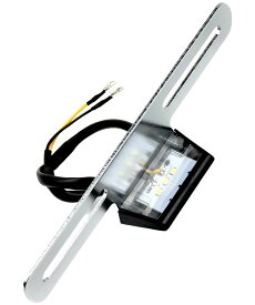 HTharros バイク LED ナンバー灯 白光 ステー付き ライセンス ランプ 白色 クリア レンズ 汎用 パーツ 小型/中型/大型 対応 防水 仕様 銀