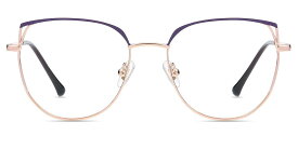 [Firmoo] ブルーライトカット メガネ PCメガネ パソコン用メガネ pc メガネ ブルーライト UVカット 伊達眼鏡 めがね まるめがね メンズ レディース おしゃれ スマホ用 丸メガネ S1420 (ゴールド、パープル)