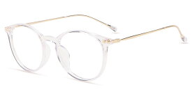 [Firmoo] ブルーライトカット メガネ PC眼鏡 パソコン用 UVカット99.9% 超軽量11g ボストン型 おしゃれ 紫外線カット メンズ レディース ユニセックス 度なし 伊達めがね (クリア)
