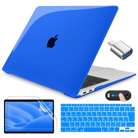 CISSOOK MacBook Air ケース 2020 2021 ブルー 透明 新型 MacBook Air 13 インチ A2179 A2337 M1 対応 Blue シェルカバー 薄型 日本語 キーボードカバー JIS配列 a2179 スクリーン 保護フィルム webcam cover 付き