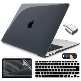 CISSOOK MacBook Air 13 ケース 黒い 2021 2020 新型 カバー A2337 m1 A2179 対応 ブラック 透明 MacBook Air 13 インチ ケース おしゃれ 薄型 耐衝撃 軽量 日本語 JIS配列 キーボードカバー 画面フィルム 付き