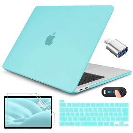 CISSOOK for MacBook Pro 13 カバー 2022 2021 2020年発売 ミントグリーン Turquoise 新型 MacBook Pro 13 インチ ケース A2251 A2289 A2338 M1 M2 対応 シェルカバー 薄型 日本語キーボードカバー + 画面保護フィルム+ Type-C&USBアダプター+ webcam cover 付き