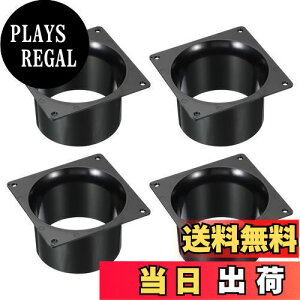 【送料無料】PATIKIL 100 mm ダクト接続フランジ 4個 乾燥機通気壁プレート 正方形-ラウンド直線ダクトプレート 暖房 冷房 換気扇用 ブラック