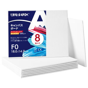 【送料無料】AUREUO 芸術絵創作 現代油絵 美術装飾 キャンバス パネル 初心者 絵画用具 プレゼントに 8枚 綿化繊混紡 中目 F0 (18cm x 14cm) MDF密度板紙 水彩画・油絵画・アクリル兼用