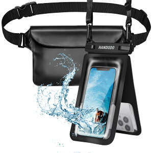 【送料無料】Handodo 2個セット 防水ケース IPX8認定 携帯用ドライバッグ ダブルパック設計 お風呂 温泉 潜水 雨 海などに 完全防水 6.7インチスマホ適用 防水ポーチ 防水ウエストポーチ添付 財