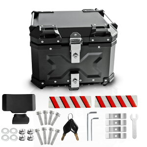 【送料無料】YESHMA 【改善品】 バイク リアボックス 45L バイク用 大容量 トップケース 原付 アルミ製 四角 バイク ボックス 汎用 着脱簡単 取り付けベース付き 防犯対策用 鍵2本 バックレスト