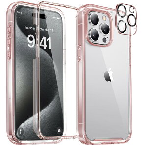 yzMiracase iPhone15pro P[X NA iPhone 15 pro Jo[ NA X}zP[X ϖh~ Sgop[یP[X 9H KX 6.1C` tJo[ 360°ی ČRMILKi ϏՌ NA 