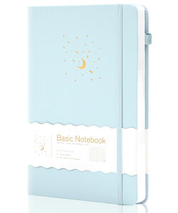 【送料無料】CAGIE ノート おしゃれ a5 ハードカバー ノート かわいい 8mm横罫 クラシックノートブック ジャーナル ビジネスノート 14.5cm x 21cm ペンホルダー付き ブルー