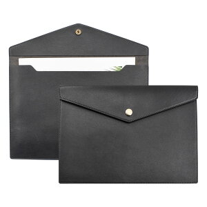 【送料無料】VANRA ファイルフォルダー PUレザー 書類ケース a4 持ち運び A4レターサイズ ファイルケース ドキュメントレター ボタン留め 大容量 防水 資料 収納 オフィス ビジネス (ブラック)