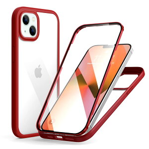 yzMQman iPhone13mini P[X OʃKX+wʃKX 360°Sʕی 100ʃ^b`x ϏՌ KX tg+obNv[g y CX[dΉ O  Jo[ (iphone13mi