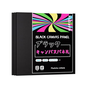 【送料無料】HANSILK キャンバス 黒 キャンバスボード S0 18x18cm ブラックキャンバスパネル 絵画ボード ボールドキャンバス アクリル絵の具 油絵 絵画 中目 油絵・アクリル・水彩兼用 描画 画布