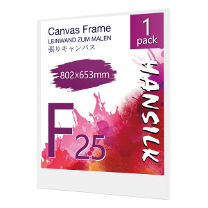 【送料無料】HANSILK キャンバス 張りキャンバス キャンバスボード F25 802mmx653mm 【1枚】油絵 画材 画布 油絵の具 ギャラリー用 油彩・アクリル兼用 化繊綿製 オイル漏れ防止 厚手 中目 子供 初