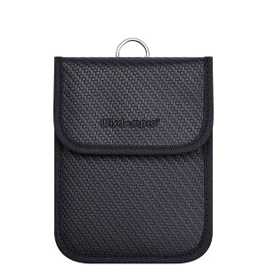 【送料無料】Wisdompro 電波遮断ポーチ スマートキーケース RFIDブロッキング リレーアタック車盗難防止 カーセキュリティ 防犯対策 スキミング防止 PUレザー製 (ブラック 1枚入り)