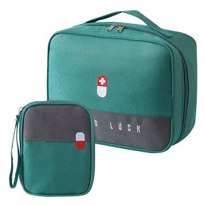 【送料無料】Getrays 2点セット 救急パック、防水 お薬収納ポーチ 応急処置バッグ ポータブル 救急箱 薬箱 薬ボックス 薬入れ ハンドル付き、持ち運び便利 アウトドア 学校 旅行 職場常備 家