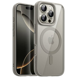 【送料無料】JETech iPhone 16 Pro Max 6.9インチ用 マグネット ケース MagSafeに対応 衝撃吸収 バンパーカバー ソリッドカラーマットTPUフレーム 傷つけ防止 クリアバック (ナチュラルチタニウム)